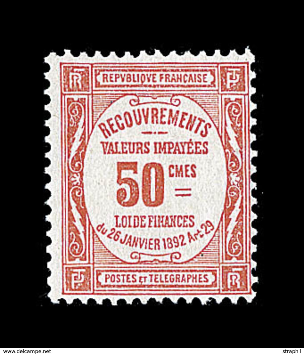 ** TIMBRES TAXE - ** - N°47 - 50c Rouge - Signé Calves - TB - 1859-1959 Neufs