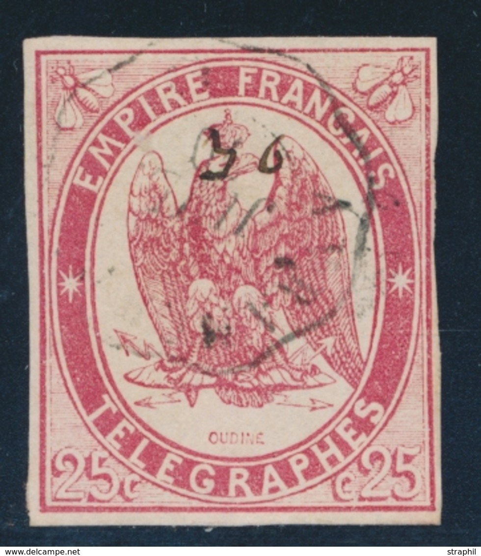 O TIMBRES - TELEGRAPHE - O - N°1 - 25c Rose - Signé A. Brun - TB - Telegramas Y Teléfonos