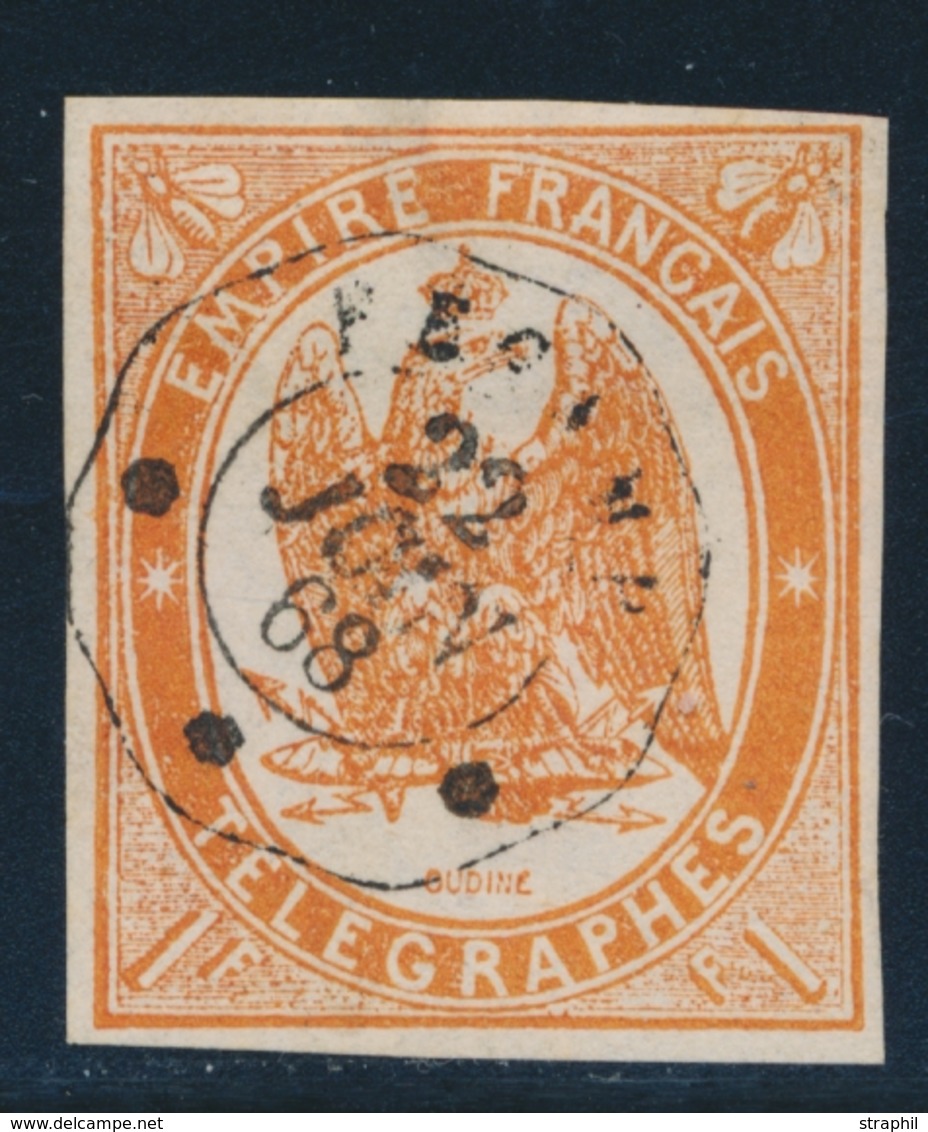 O TIMBRES - TELEGRAPHE - O - N°3 - 1F Orange - TB - Télégraphes Et Téléphones