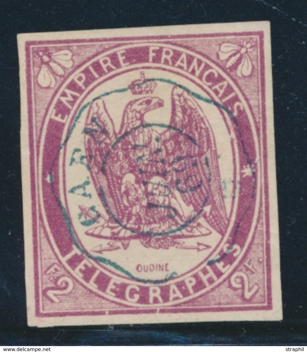 O TIMBRES - TELEGRAPHE - O - N°4 - 2F Violet - Obl Bleue De Caen - TB/SUP - Telegraph And Telephone