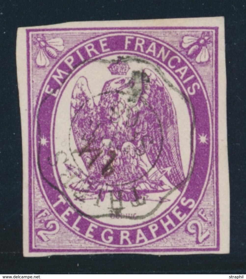 O TIMBRES - TELEGRAPHE - O - N°4 - 2F Violet - TB - Télégraphes Et Téléphones