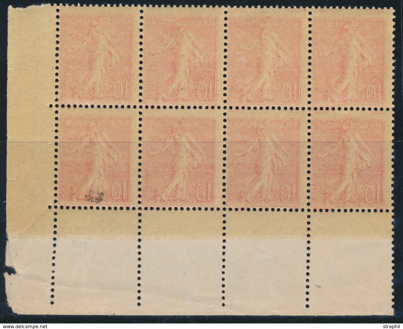 ** VARIETES  - ** - N°129 - Bloc De 8 - Impression Recto Verso - Signé Roumet - TB - Unused Stamps