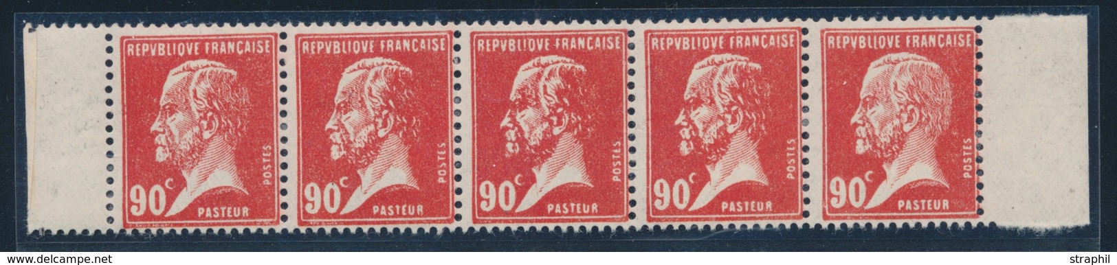 ** VARIETES  - ** - N°178 - 90c Rouge - Tête De Nègre Ds Bde De 5 - TB - Unused Stamps