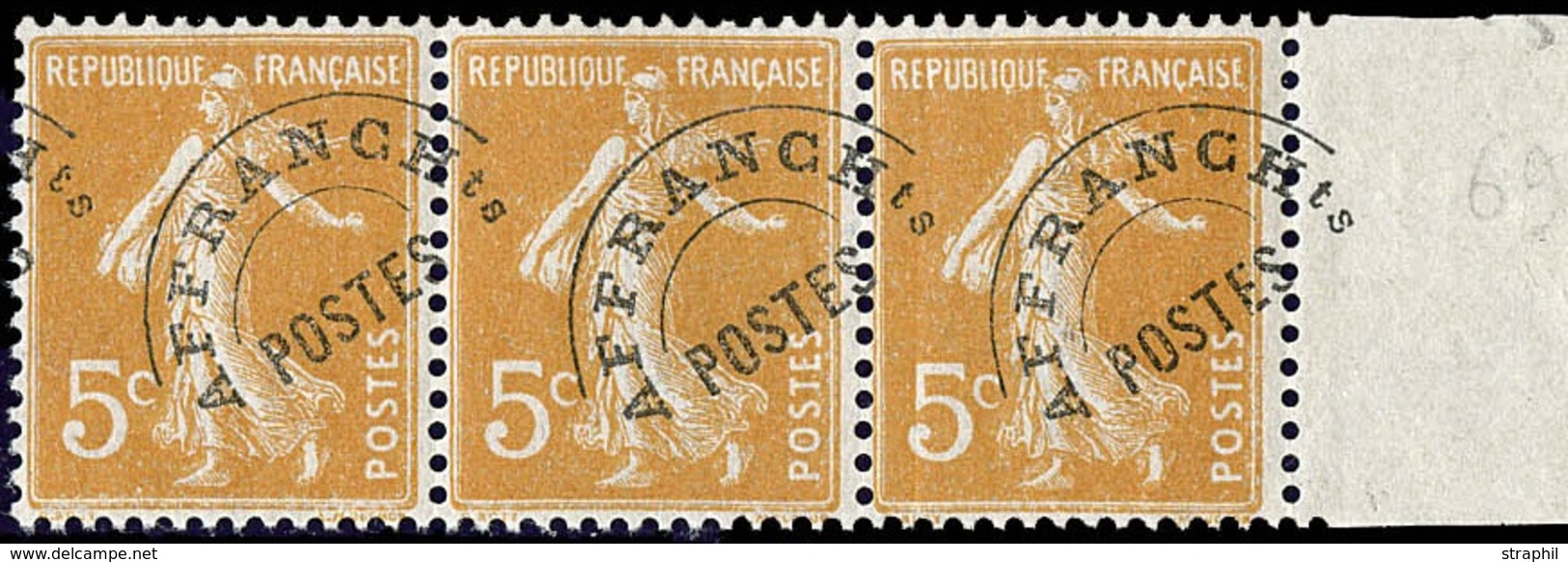 ** VARIETES - PREOBLITERES  - ** - N°50 - Bde De 3 - BDF - Surcharge à Cheval - TB - Unclassified