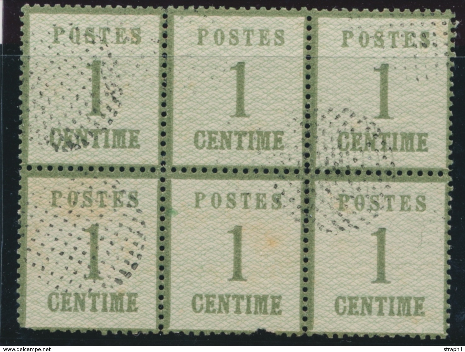 O TIMBRES D'ALSACE LORRAINE (1870-71) - O - N°1 - Bloc De 6 - Obl. Cercle De Points - B/TB - Other & Unclassified