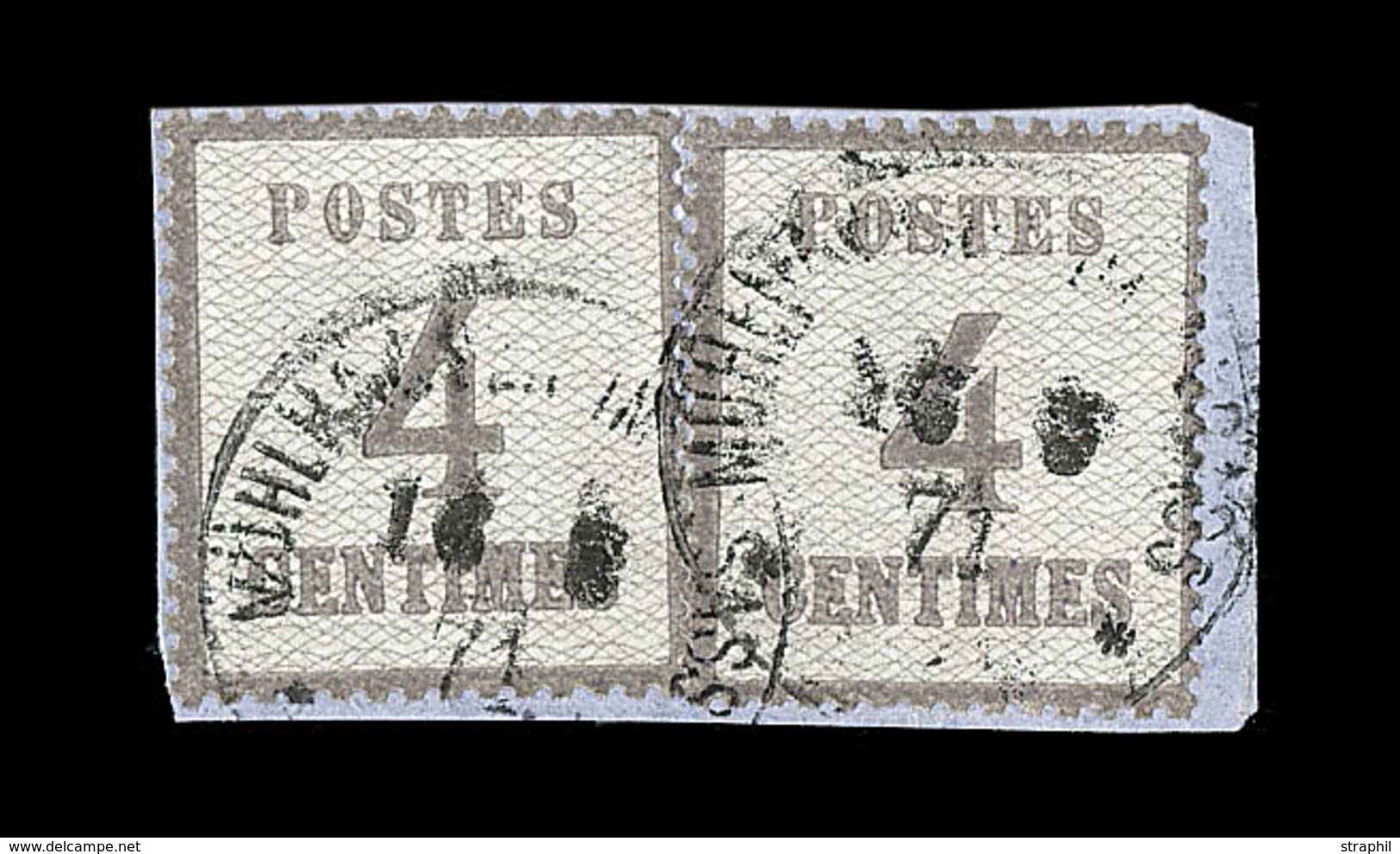 O TIMBRES D'ALSACE LORRAINE (1870-71) - O - N°3b - X 2 Ex - S/petit Fgt - TB - Autres & Non Classés