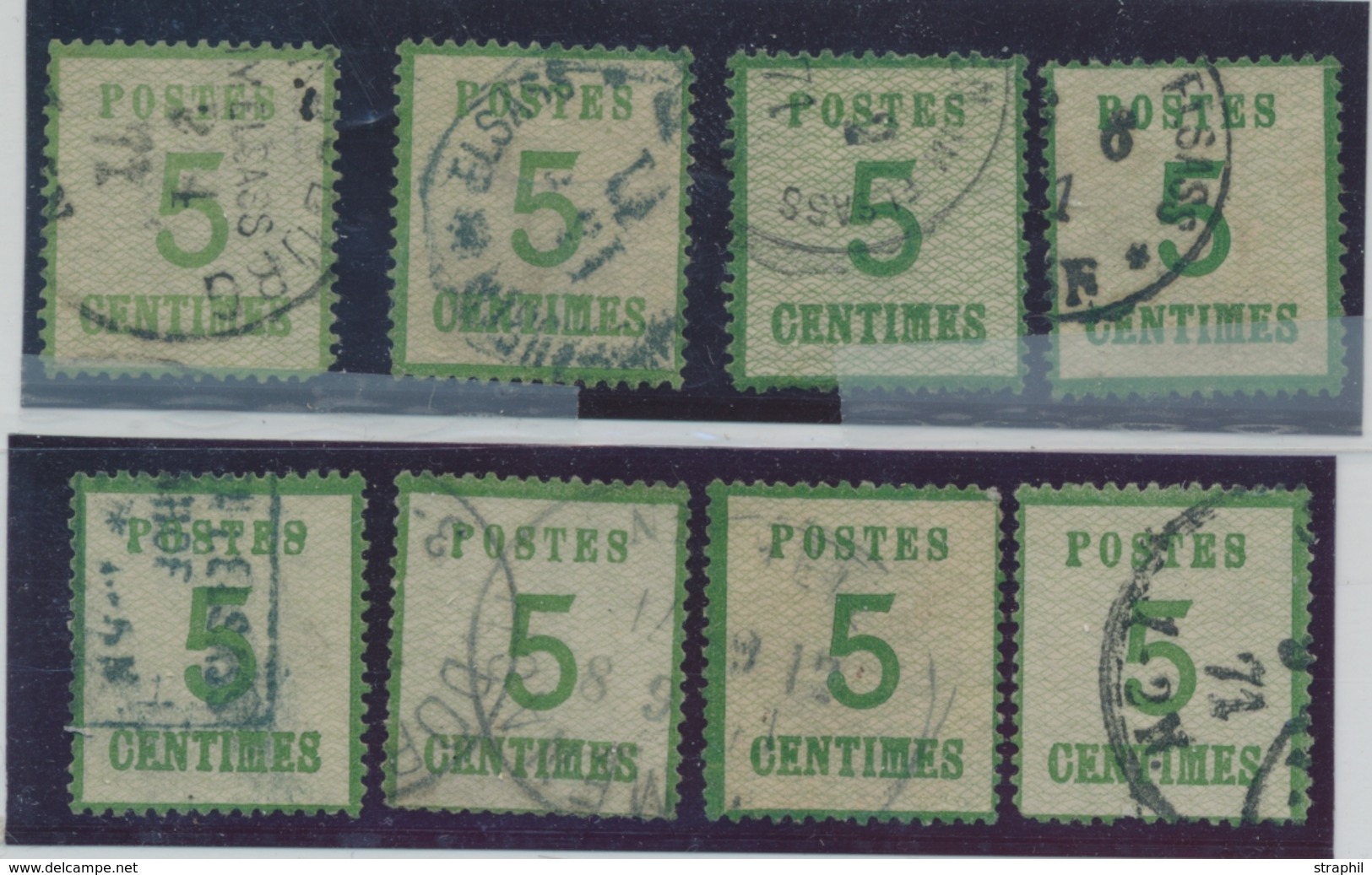 O TIMBRES D'ALSACE LORRAINE (1870-71) - O - N°4 (x8) Nuances, Oblit. Variées - B/TB - Other & Unclassified