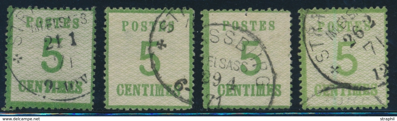 O TIMBRES D'ALSACE LORRAINE (1870-71) - O - N°4 (x4) Dt Nuances - Maj. TB - Autres & Non Classés