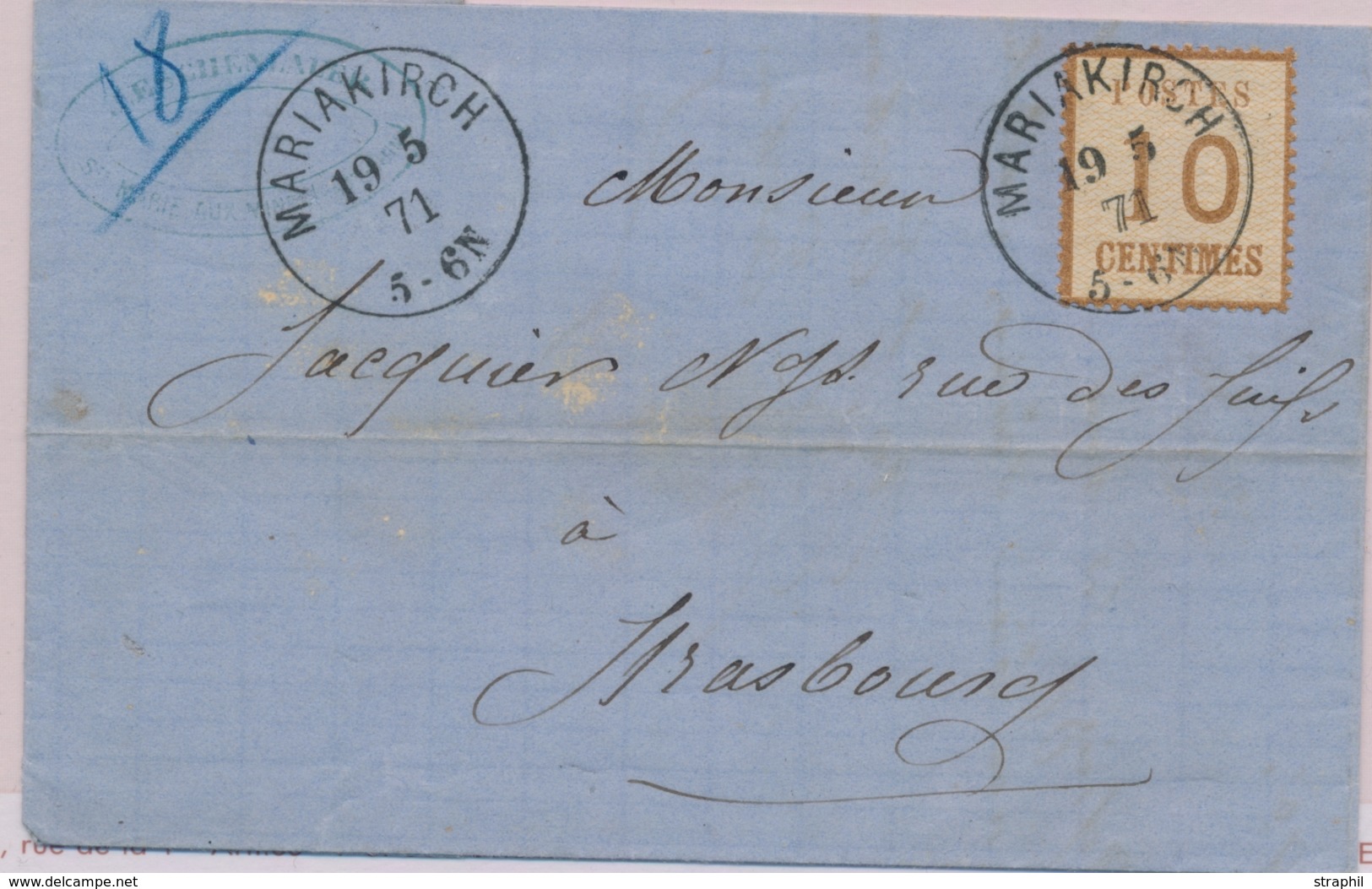 LAC TIMBRES D'ALS-LOR SUR LETTRE (1870-71) - LAC - N°5 - Obl. Mariakirch 19/5/71 Pour Strasbourg - B/TB - Other & Unclassified