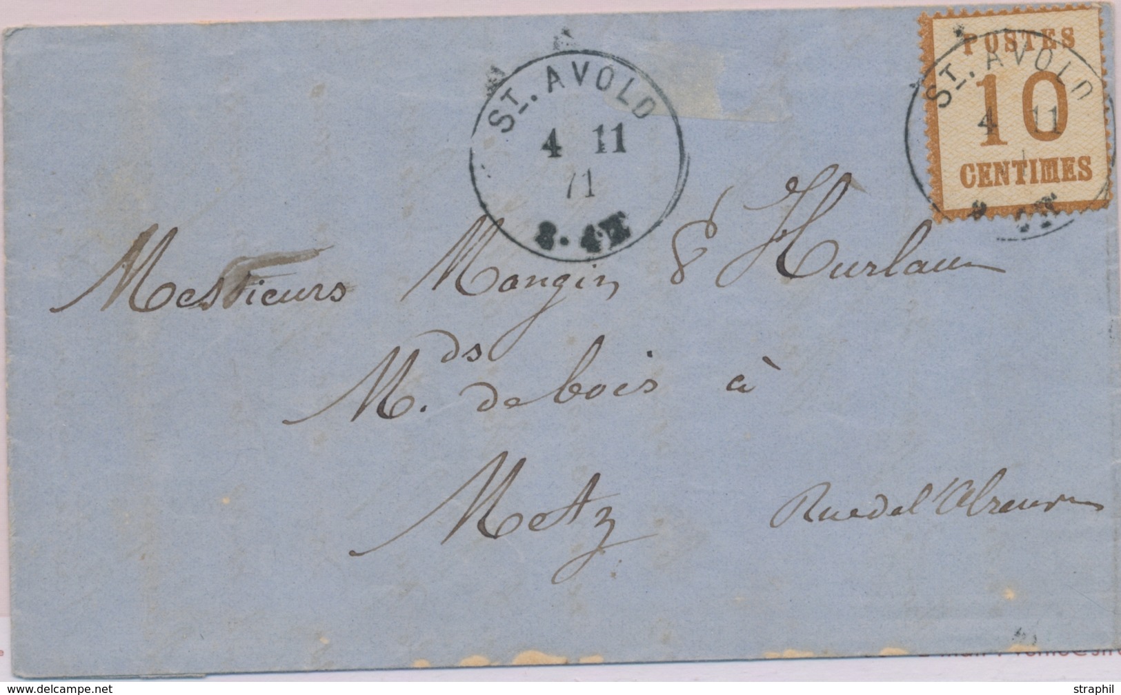 LAC TIMBRES 1870/71 S/LETTRE - LAC - N°5 - Obl. St Avold 4/11/71 Pour Metz - TB - Autres & Non Classés