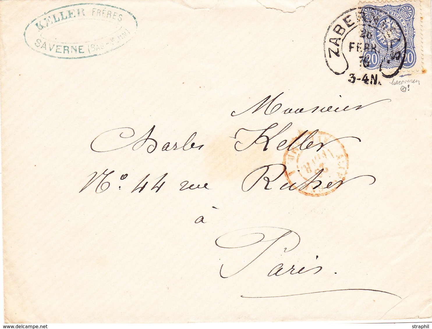 L FER A CHEVAL (Timbre D'Allemagne) - L - N°33 - Obl Zabern - 26/2/75 - Pour Paris - Oblitération Rare  - Signé Macovean - Lettres & Documents