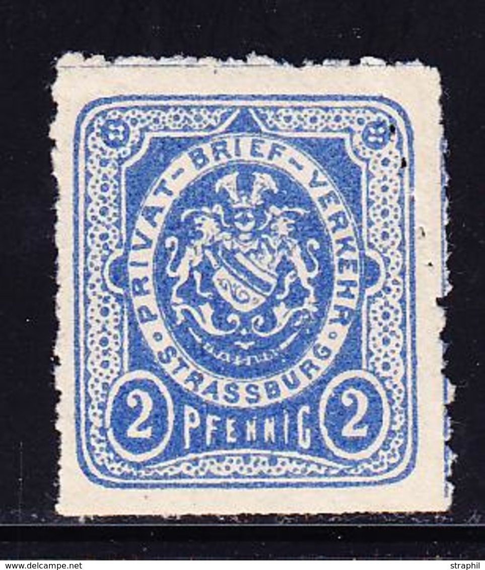 ** POSTE PRIVE - STRASBOURG - ** - N°2b - 2p Bleu  Percé En Ligne  - TB - Covers & Documents