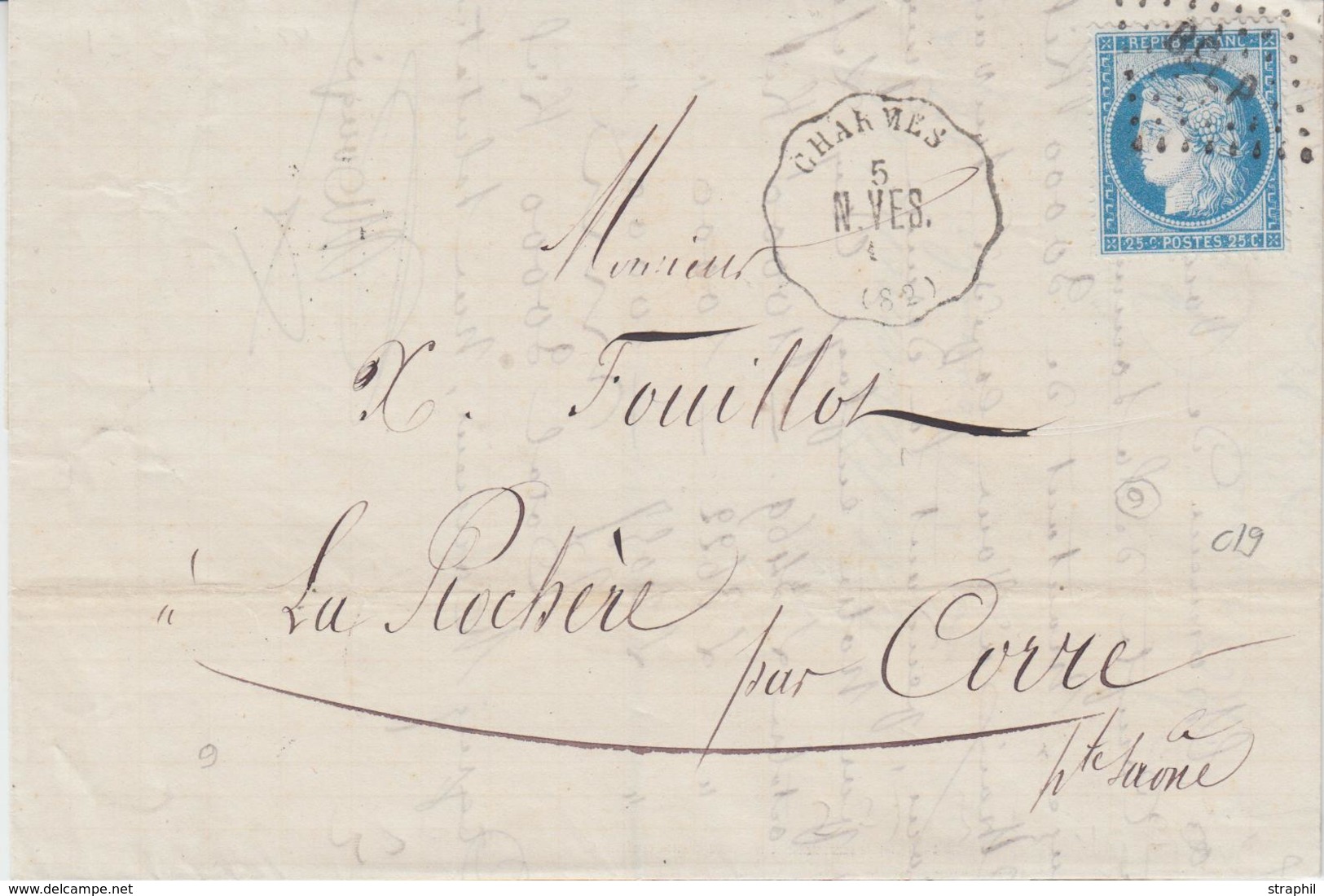 LAC VOSGES/CONV. ST - LAC - N°60 - Obl. Belp + Conv. Charmes / N.VES - TB - Lettres & Documents