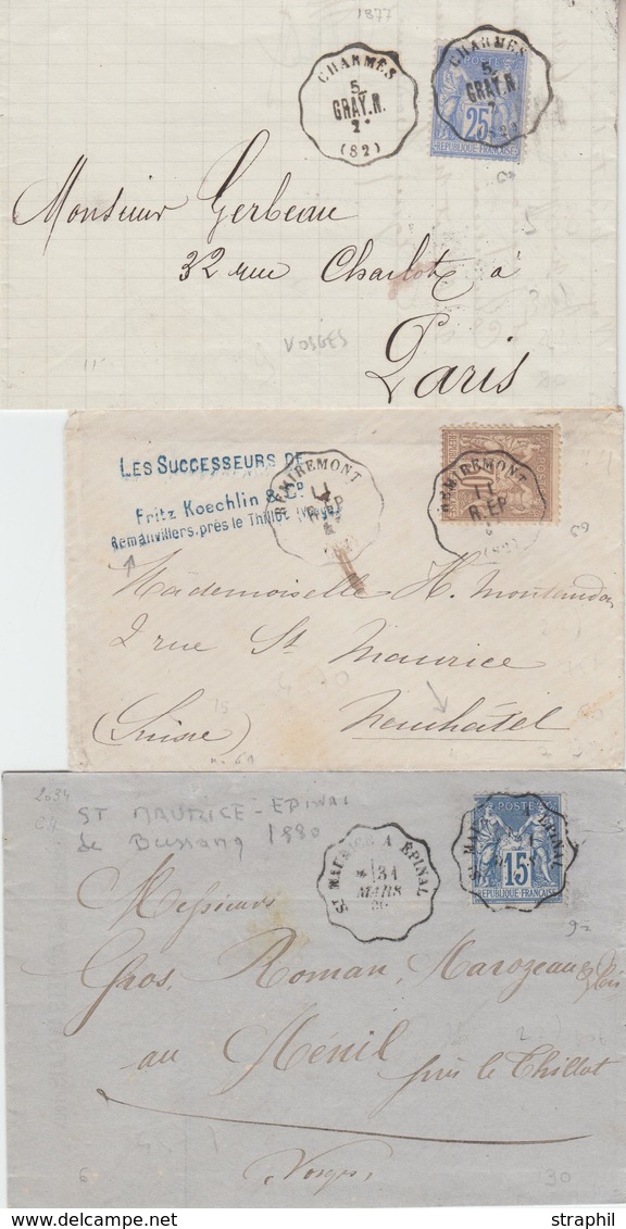 LAC VOSGES/CONV. ST - LAC - 3 Plis Afft. Type Sage - Obl. Conv. Chamus/Remiremont/ St Maurice à Epinal - TB - Covers & Documents