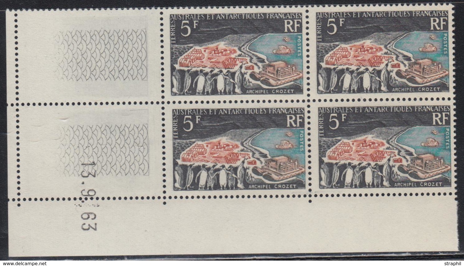 ** T.A.A.F - ** - N°20 -  5F  CROZET - Bloc De 4 - CD 13/9/63 - TB - Unused Stamps