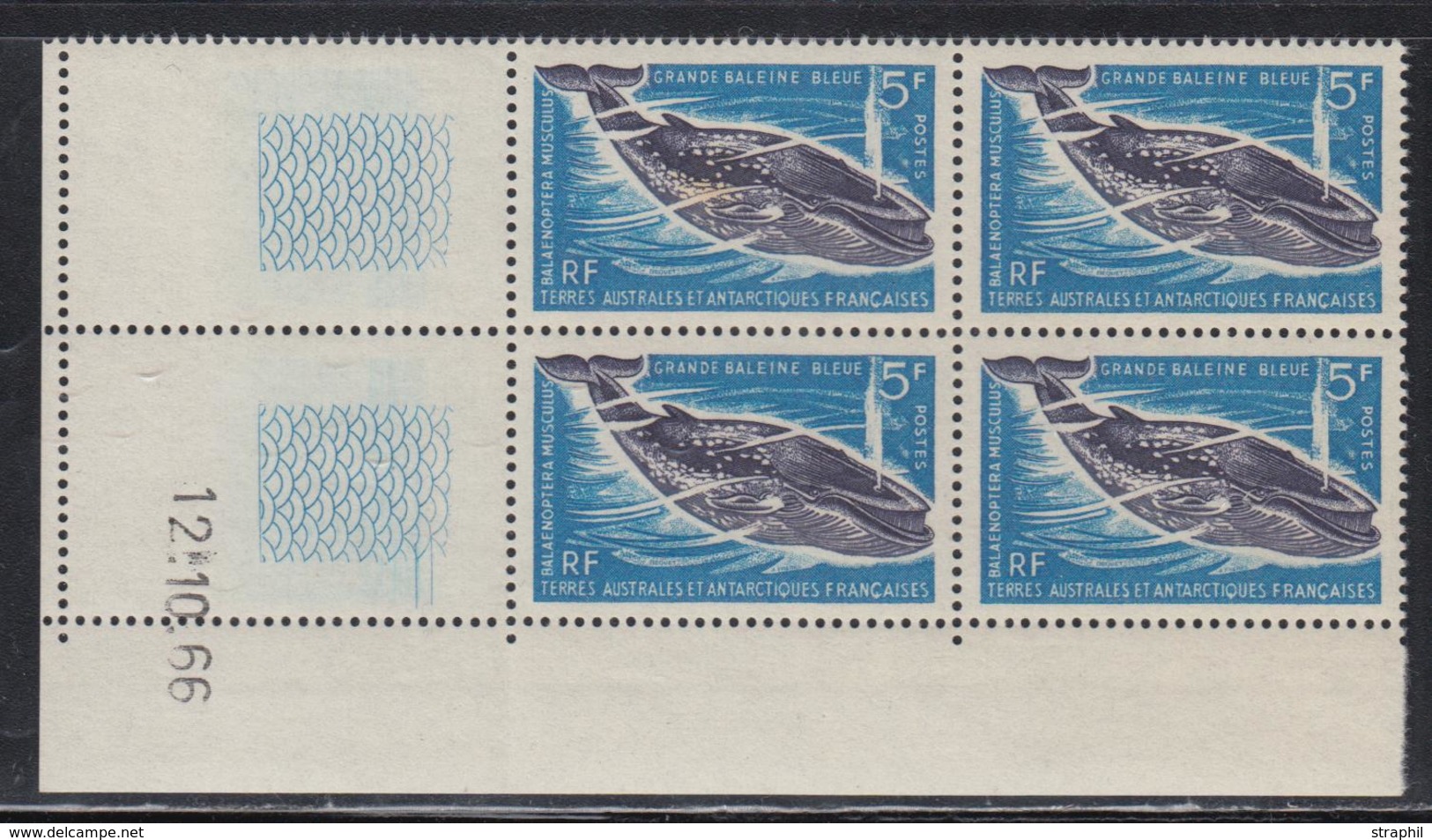 ** T.A.A.F - ** - N°22 -5F Bleu Et Violet - Bloc De 4 - CàD 12/10/66 - TB - Unused Stamps