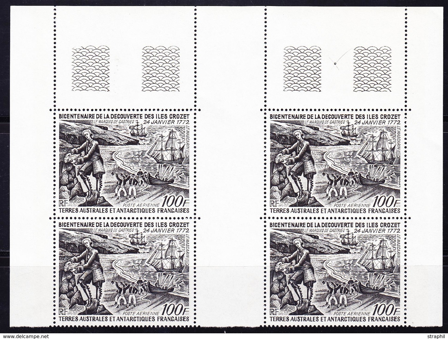 ** T.A.A.F - POSTE AERIENNE  - ** - N°27 - Bloc De 4 - Haut De Feuille - TB - Airmail