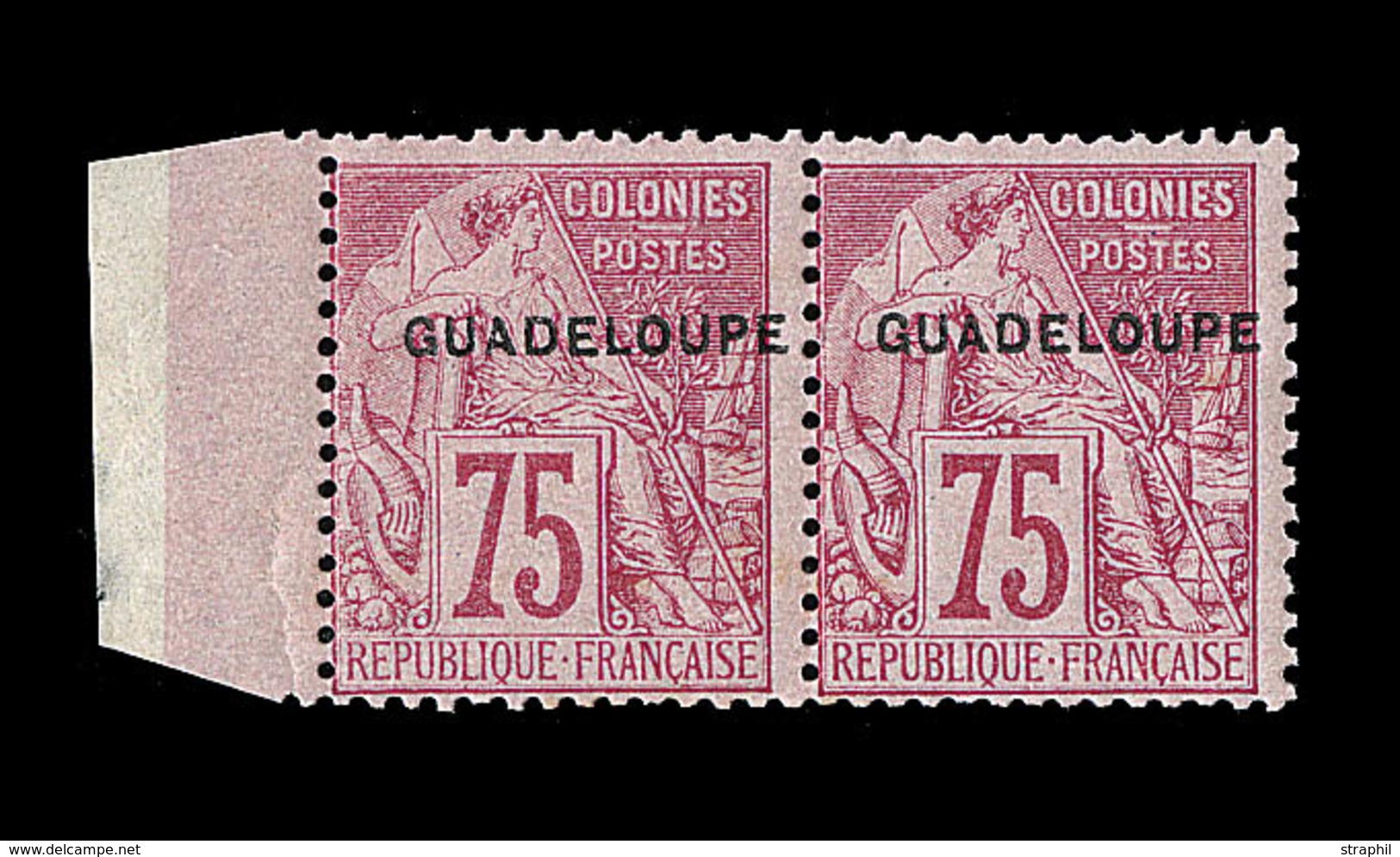 ** GUADELOUPE  - ** - N°25 - 75c Rose - Paire - BdF - TB - Autres & Non Classés