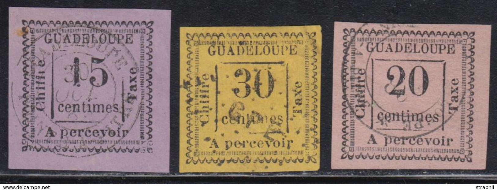 O GUADELOUPE - TIMBRES TAXE - O - N°8/10 - N°8/9 Signés - Les 3 Val. De 1884 - TB - Other & Unclassified