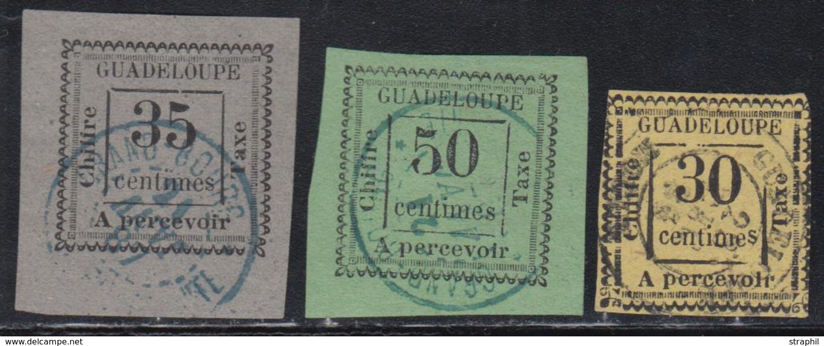 * GUADELOUPE - TIMBRES TAXE - * - N°10/12 - Le N°10 Marge Minimum -  Les 3 Val. - TB - Other & Unclassified