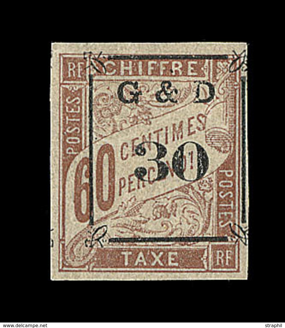 * GUADELOUPE - TIMBRES TAXE - * - N°13 - 30 S/60c Brun S/chamois - Signé Brun - TB - Other & Unclassified