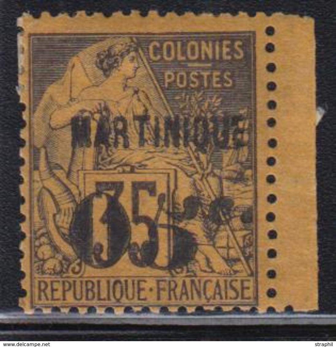 * MARTINIQUE - * - N°13c - 05c S/35c Violet Noir S/jaune - "5" Penché - Petit BDF - Signé Roumet - TB - Other & Unclassified