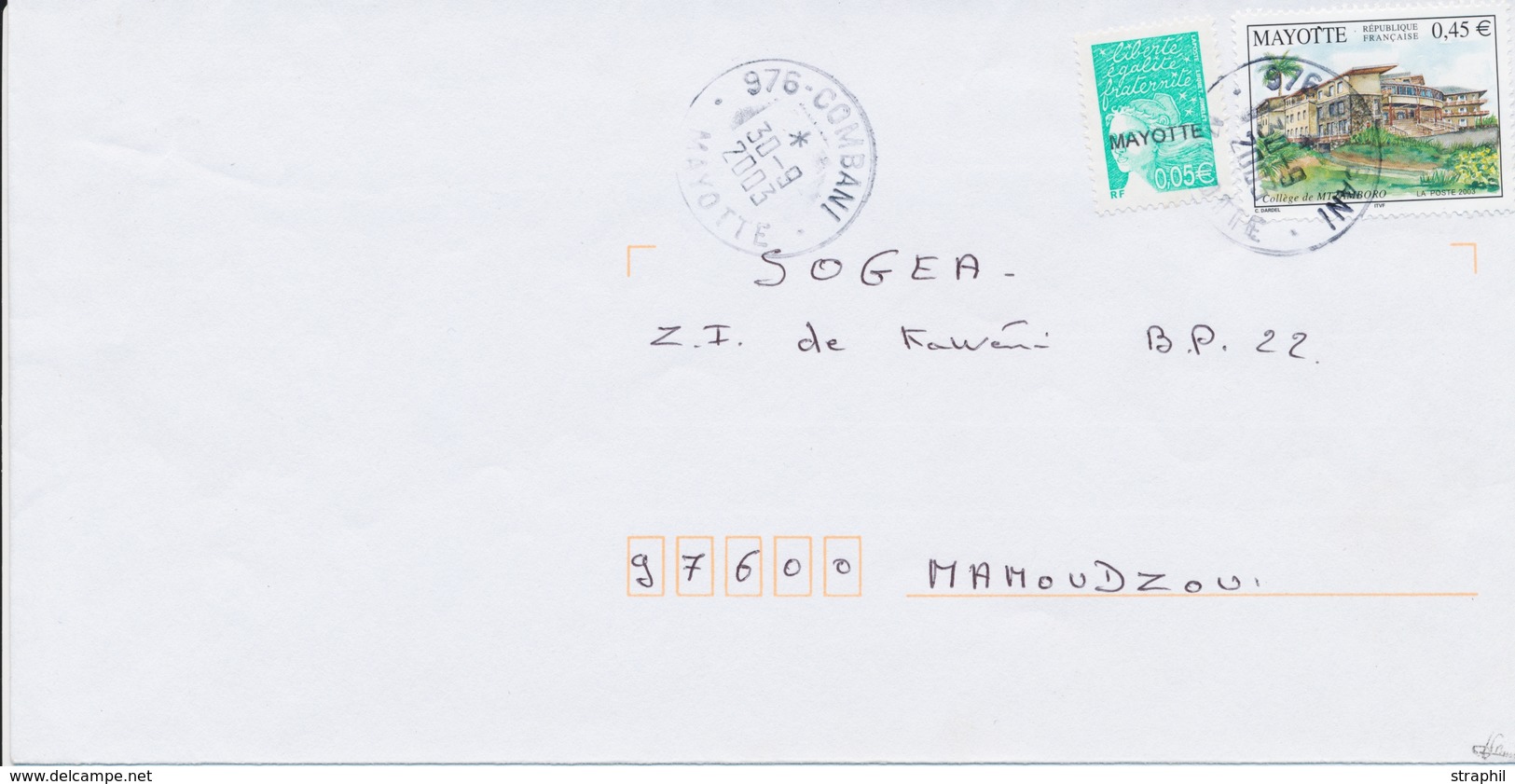 L MAYOTTE - L - N°114a - Grde Surcharge - S/env. De 2003 - Signé JF Brun - TB - Autres & Non Classés