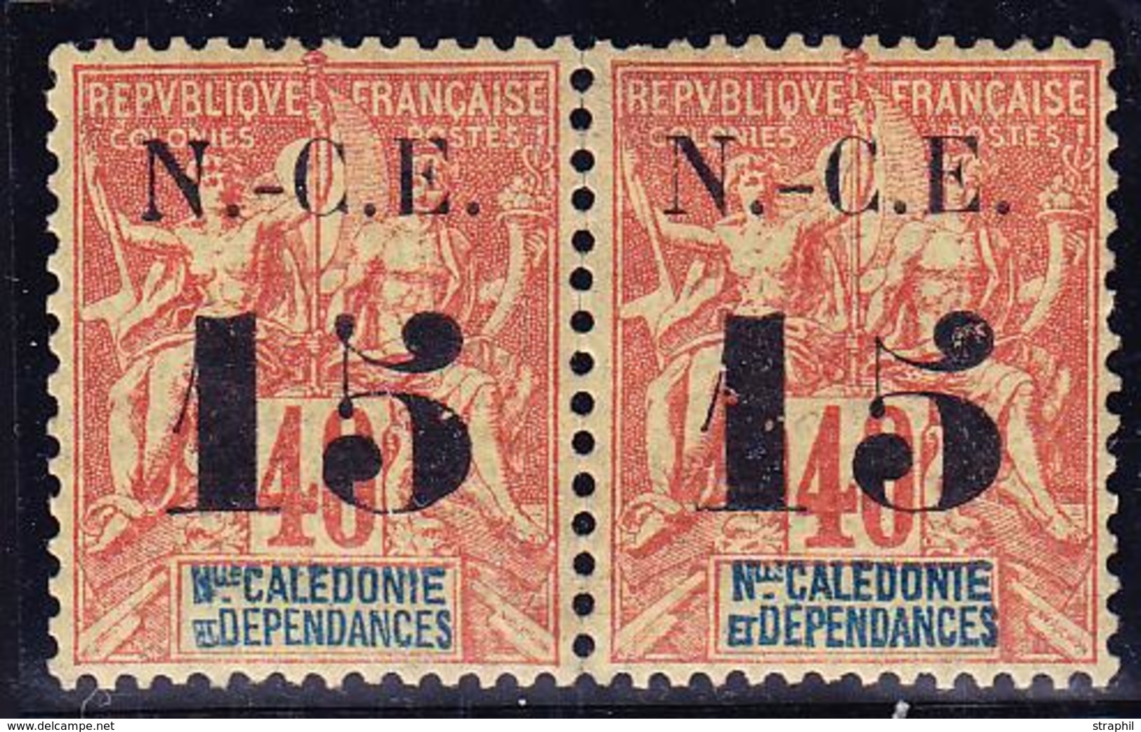 * NOUVELLE CALEDONIE - * - N°66a - Tête Du "5" Cassé - En Paire - Comme** - TB - Vide