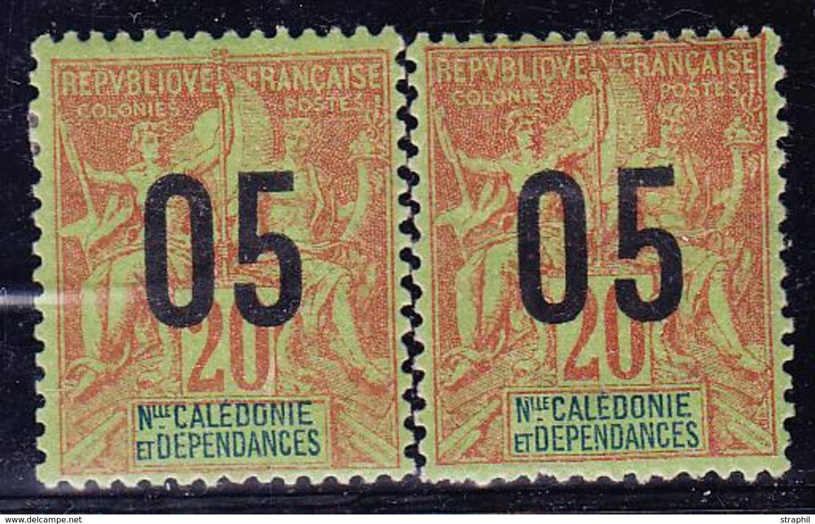 * NOUVELLE CALEDONIE - * - N°106, 106(A)- Espacés - Signé - TB - Vide