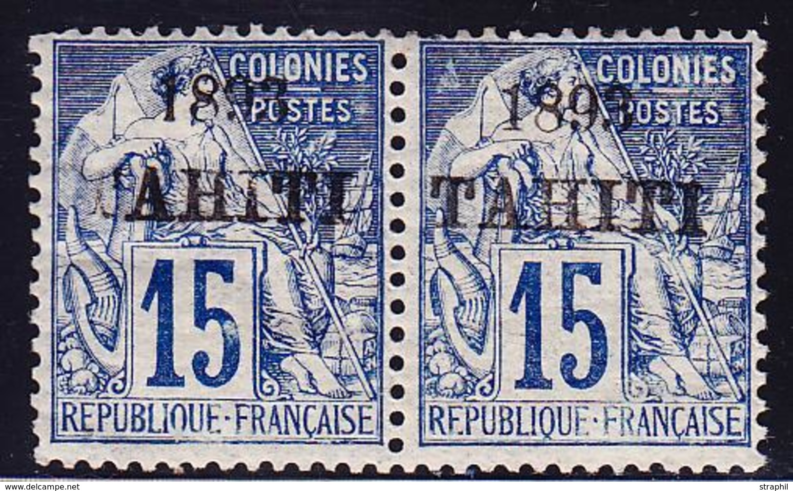 ** TAHITI  - ** - N°24 - 15c Bleu - Paire - TB - Autres & Non Classés