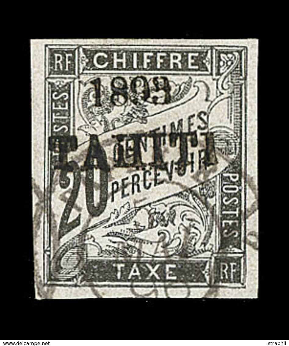 O TAHITI - TIMBRES TAXE  - O - N°21 - 20c Noir - Signé A. Brun - TB - Autres & Non Classés