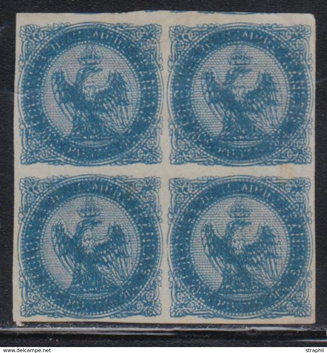 (*) EMISSIONS GENERALES - (*) - N°4a - Dble Impression , Bleu Foncé, Bloc De 4 - B/TB - Eagle And Crown