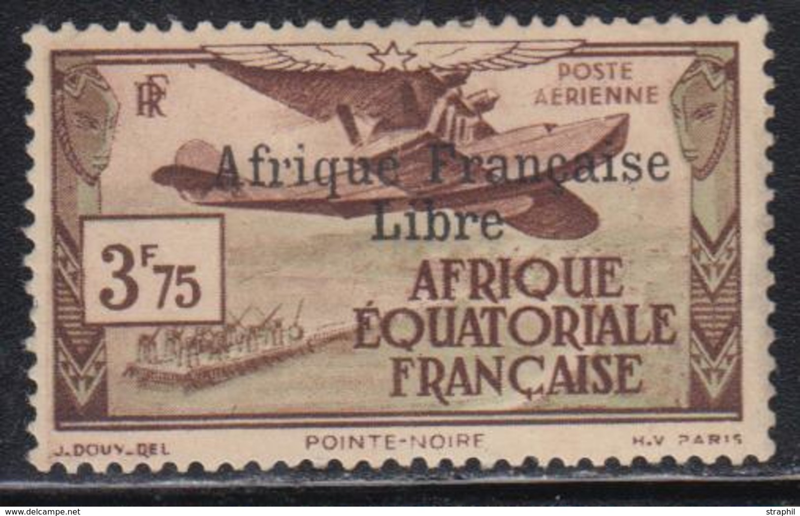 * AEF - POSTE AERIENNE  - * - N°16 - Gomme Coloniale - Signé A. Brun - TB - Autres & Non Classés