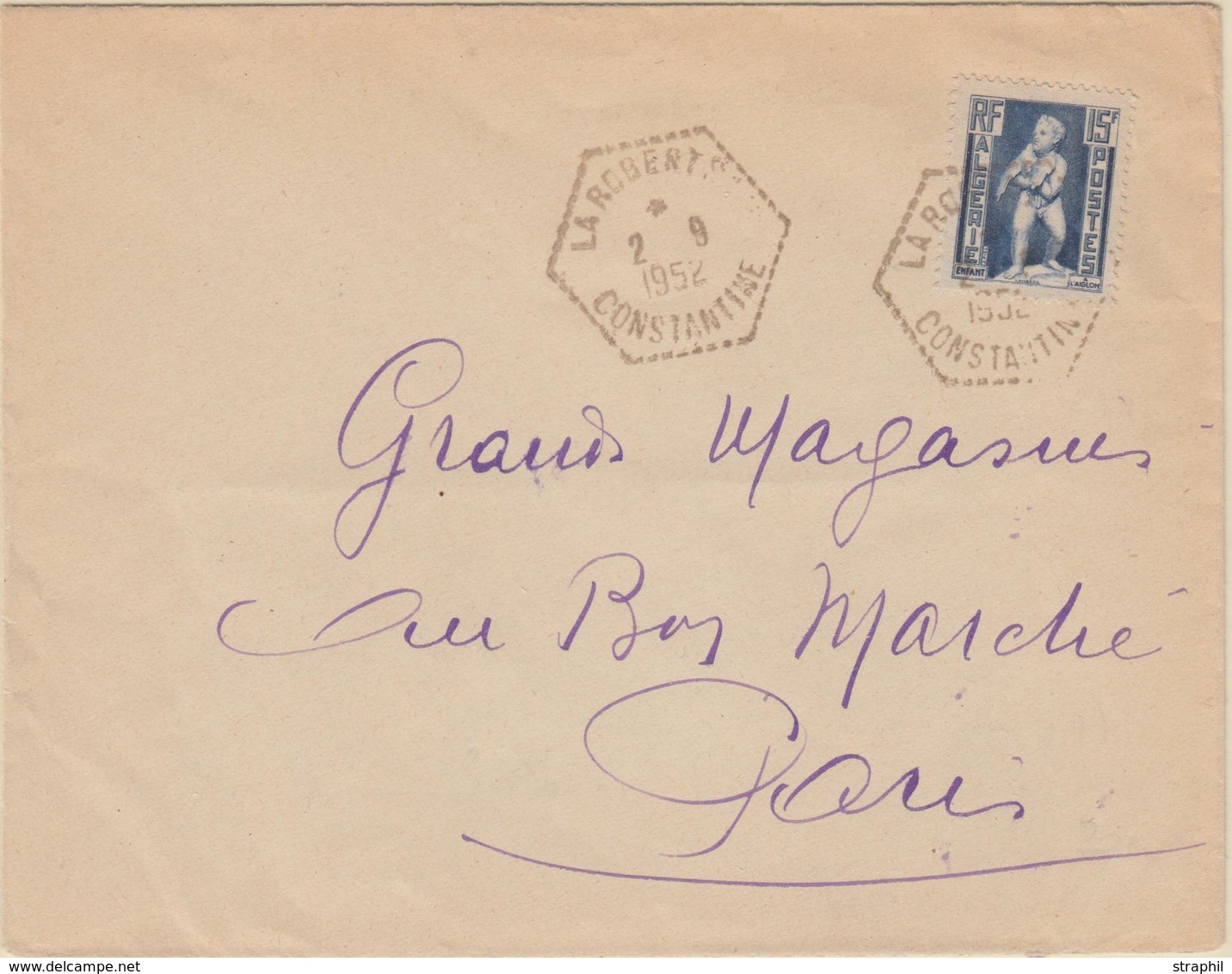 L ALGERIE  -  CONSTANTINE - L - La Robertsau Constantine 2 9 1952 - Càd Hexag.  S/ T. D'Algérie N°290 - P. Paris - TB - Vide