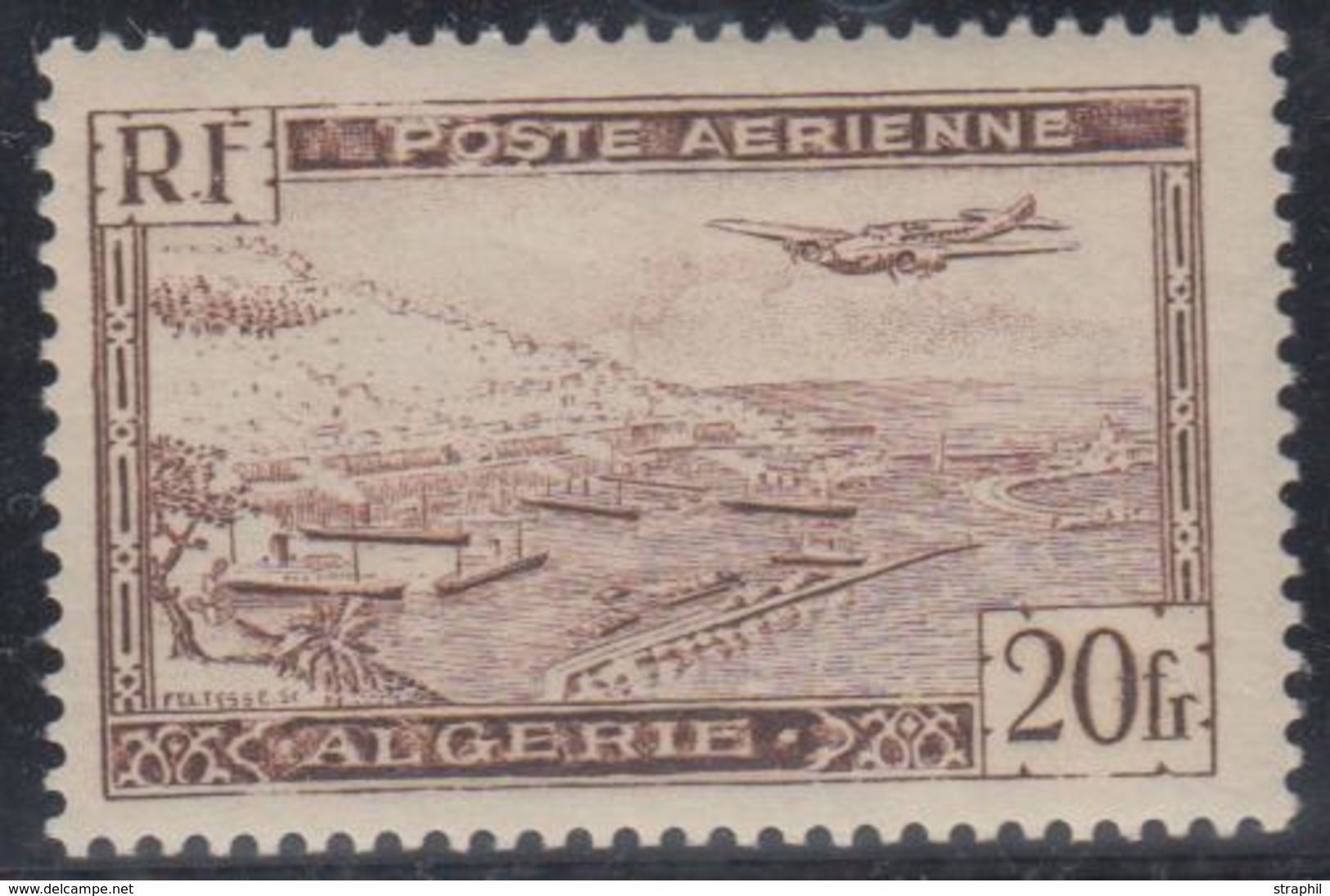 ** ALGERIE - POSTE AERIENNE  - ** - N°4A - 20F Brun Type II - TB - Vide