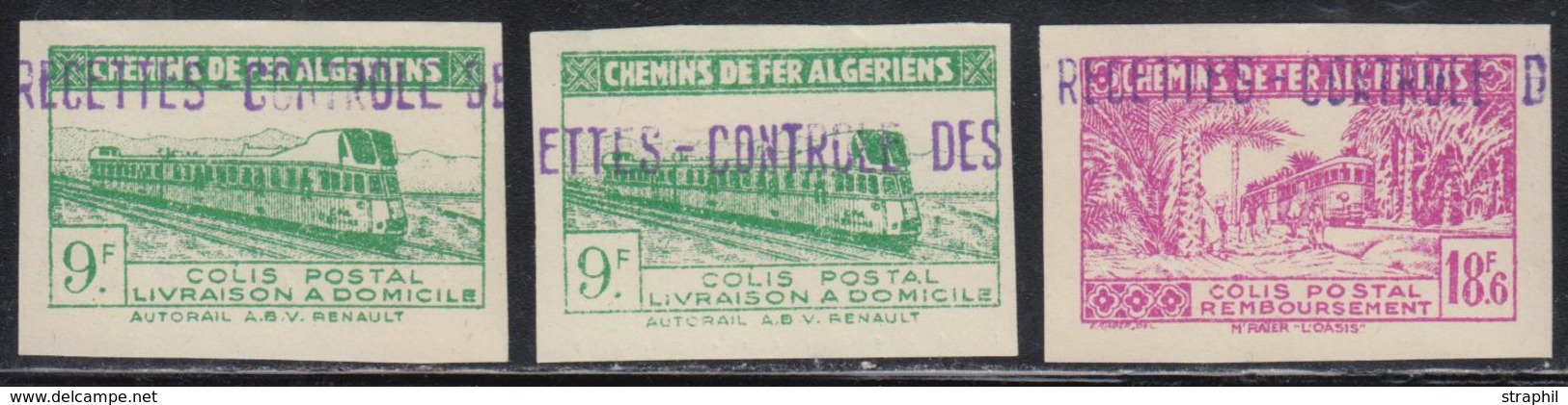 ** ALGERIE - COLIS POSTAUX - ** - N°157 (x2), 159 - 3 Valeurs ND - TB - Colis Postaux