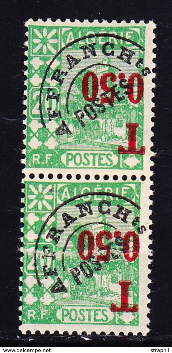 ** ALGERIE - TIMBRES TAXE - ** - N°28a Paire - Surch. Renversée + Variété Impression Sur Raccord - Signé - TB - Vide