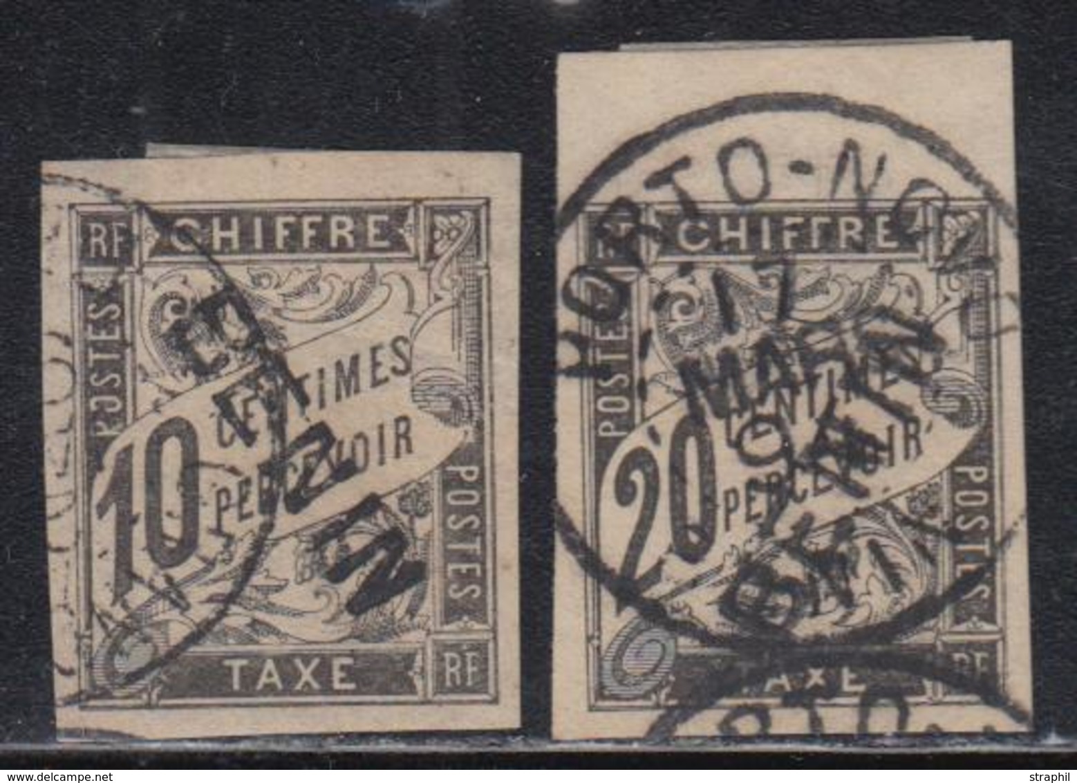 O BENIN - TIMBRES TAXE - O - N°2/3 - Les 2 Val. - Surch. Diagonales - Signées Brun -TB - Sonstige & Ohne Zuordnung