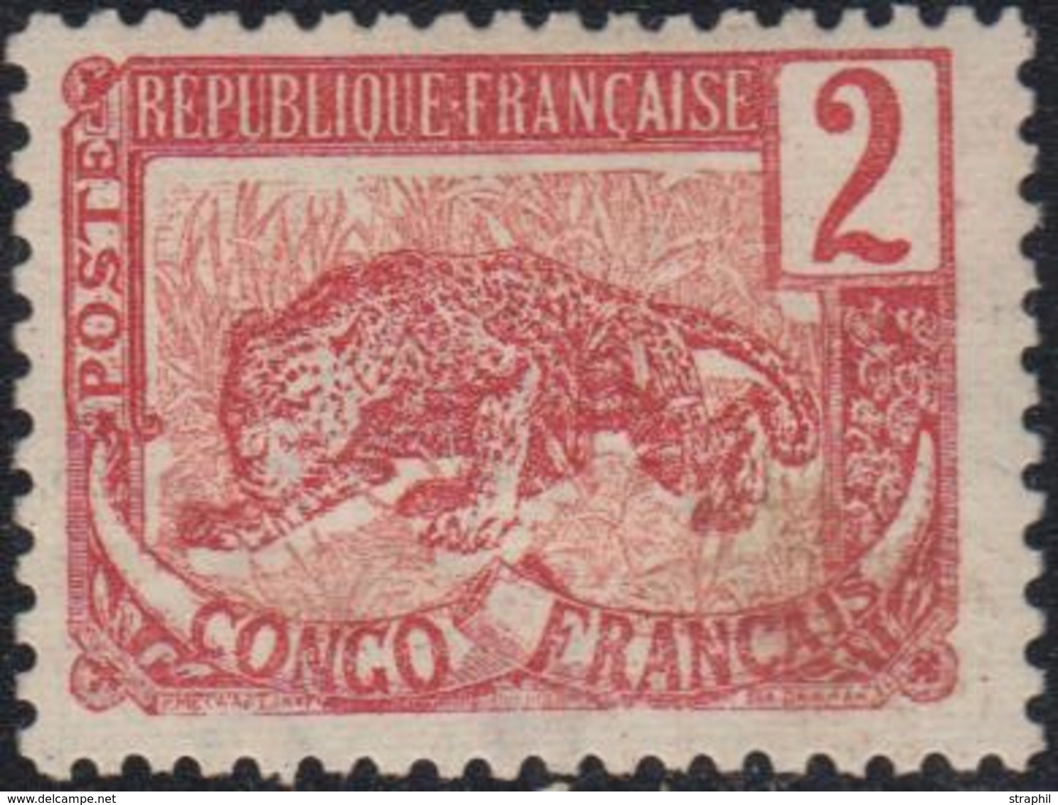 * CONGO - * - N°28b - Erreur De Couleur - Brique Et Rose - - Signé Calves - TB - Other & Unclassified