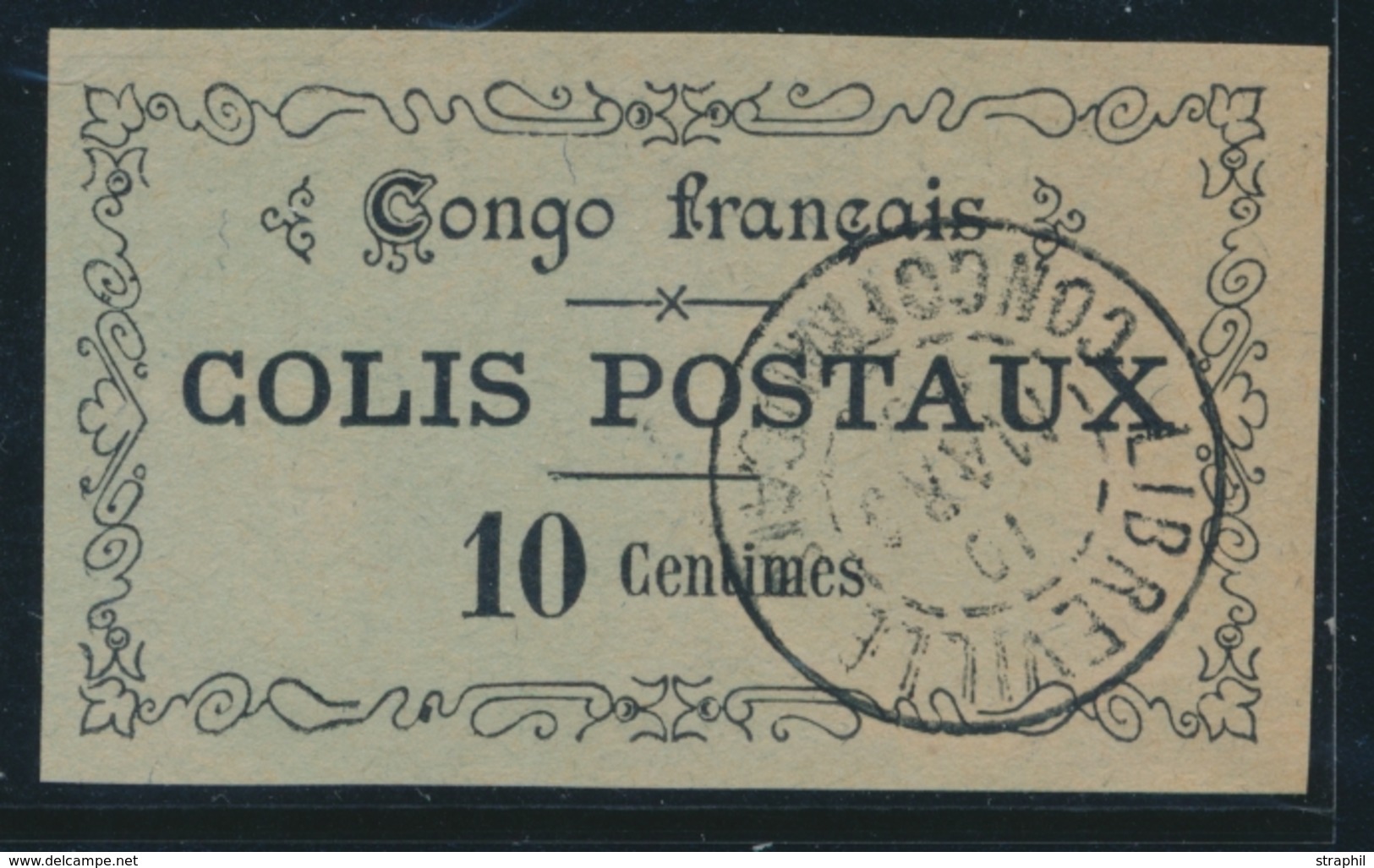 O CONGO - COLIS POSTAUX - O - N°1 - 10c Noir S/Bleu - Certif. Brun Signé Brun - TB - Autres & Non Classés