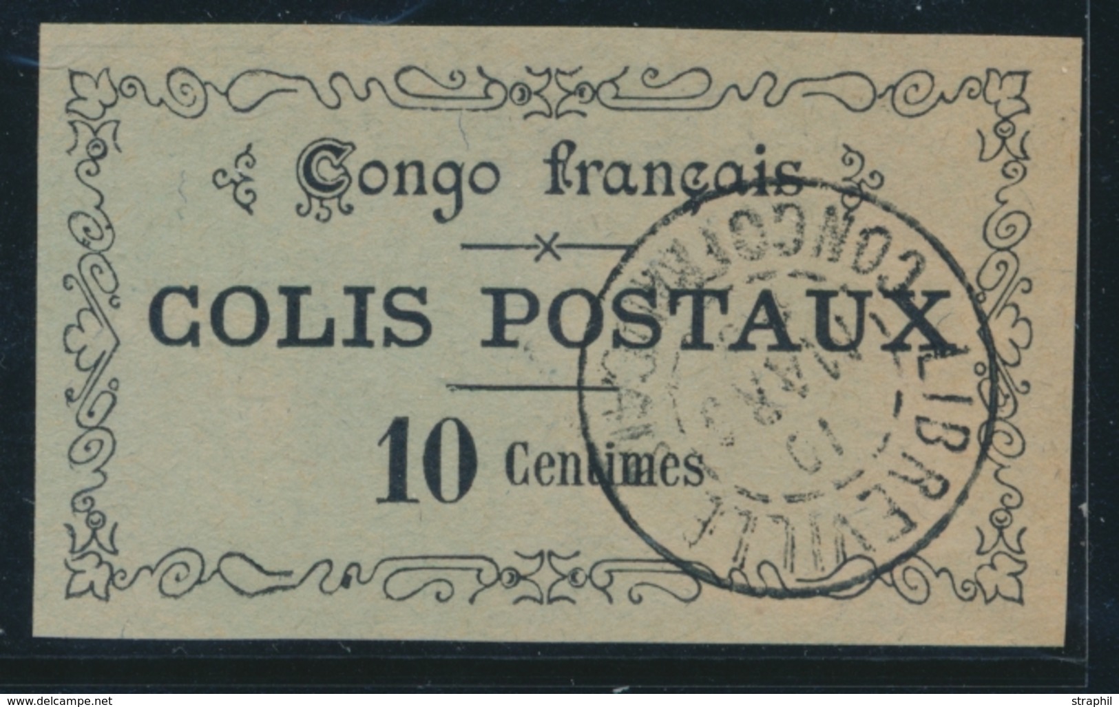 O CONGO - COLIS POSTAUX - O - N°1 - 10c Noir S/Bleu - Certif. Brun Signé Brun - TB - Other & Unclassified