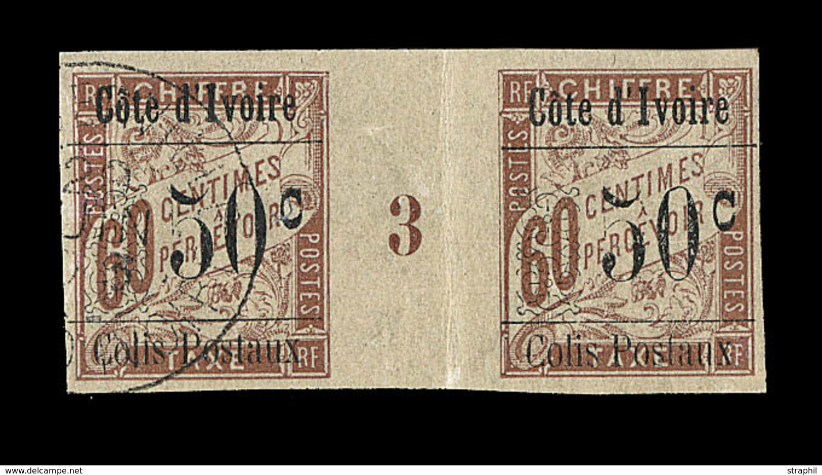 */O COTE D'IVOIRE - LOTS-COLLECTIONS - */O - CPX N°6 - Paire Millésime 3, 1ex Obl. Margé - TB - Other & Unclassified