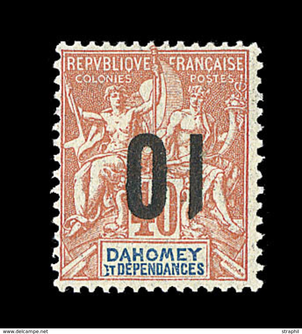 * DAHOMEY - * - N°39A - 10 S/40c - Surch Renversée - Charn. Légère - Signé Scheller - TB - Autres & Non Classés