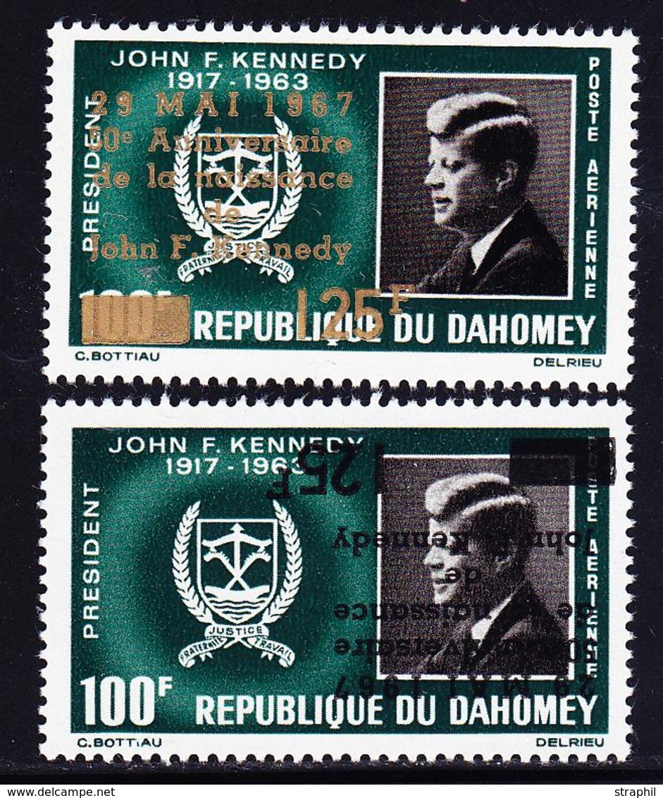 ** DAHOMEY - POSTE AERIENNE - ** - N°60a Surch. Renversée Et N°60b Surch. Dorée - TB - Autres & Non Classés