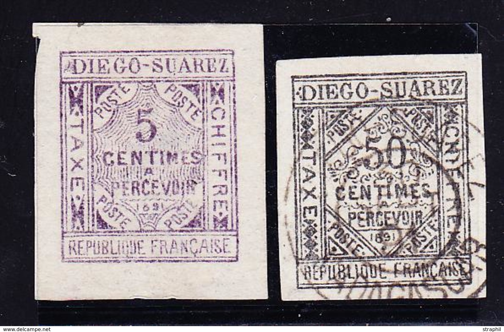 O DIEGO SUAREZ - TIMBRES TAXES - O - N°1/2 - Le N°1 Signé Brun - TB - Andere & Zonder Classificatie