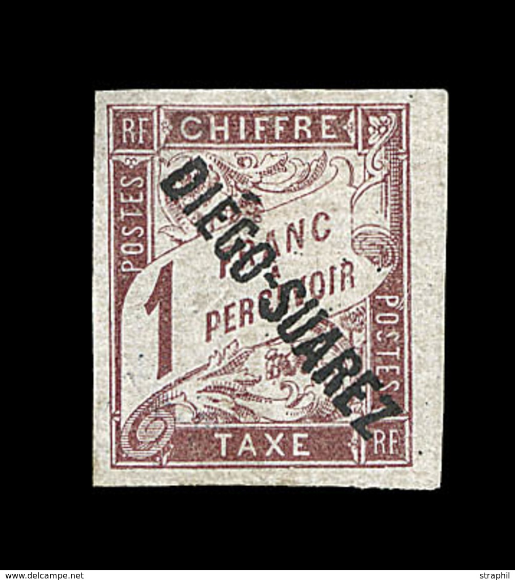 * DIEGO SUAREZ - TIMBRES TAXES - * - N°13 - 1F Marron - Gomme Partielle - Signé Calves - TB - Autres & Non Classés