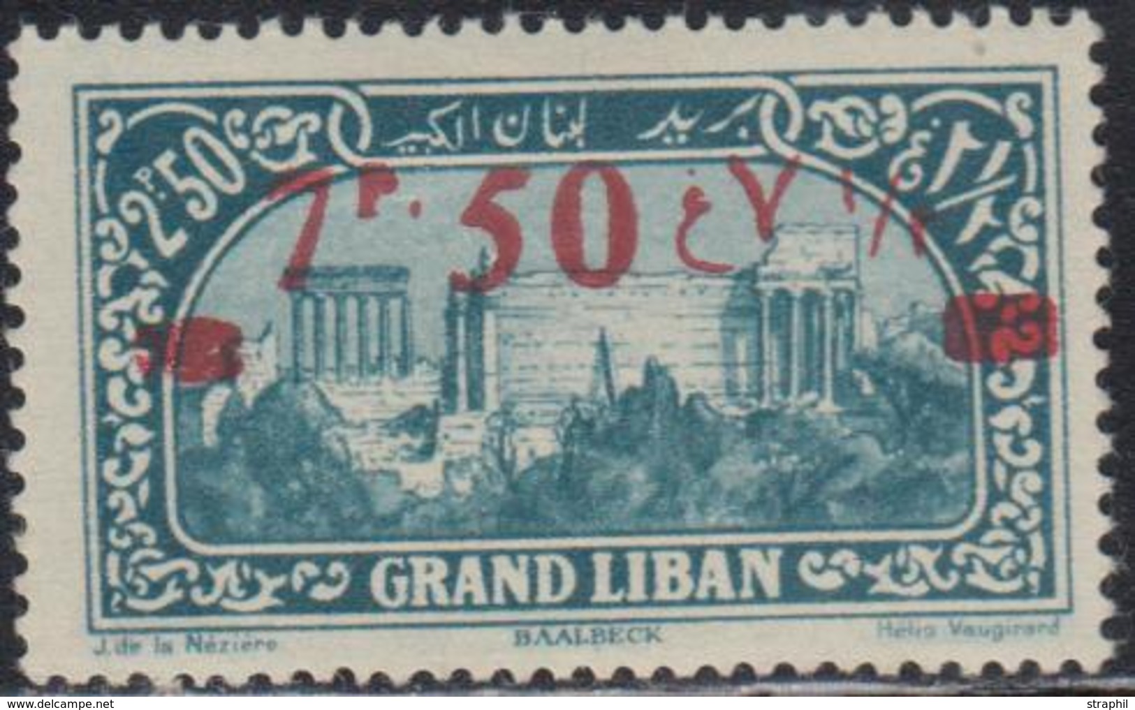 * GRAND LIBAN - * - N°78 - 7F50 S/ 2F50 - Surch. Rouge  - TB - Autres & Non Classés