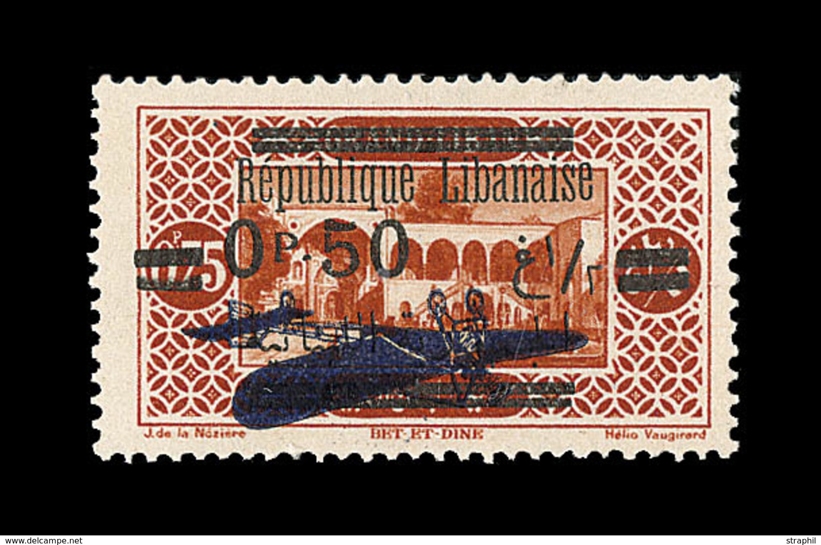 ** GRAND LIBAN - POSTE AERIENNE  - ** - N°38 - 0 Pi50 S/0 Pi75 Brun Orange Avec Avion Renversé - TB - Autres & Non Classés