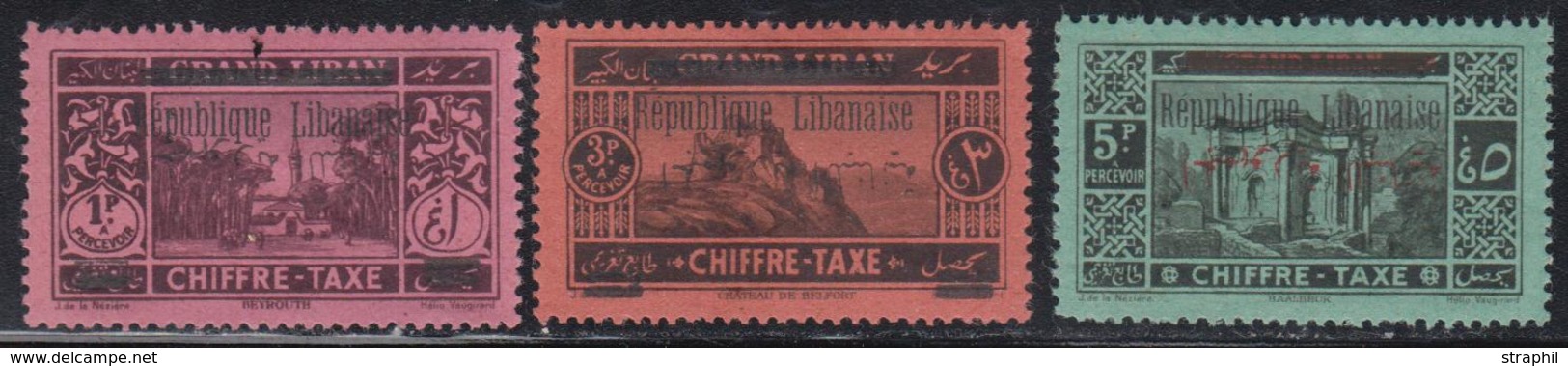 * GRAND LIBAN - TIMBRES TAXE - * - N° 22, 24/25 - Surch. Arabe Renversée - TB - Other & Unclassified