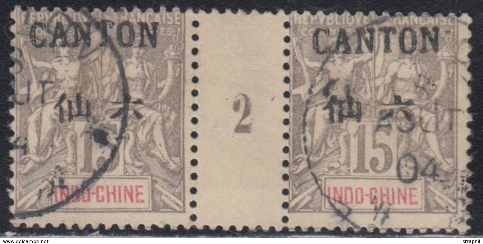 O BUREAUX CHINOIS - CANTON  - O - N°22 - 15c Gris - Mill.2 - TB - Other & Unclassified